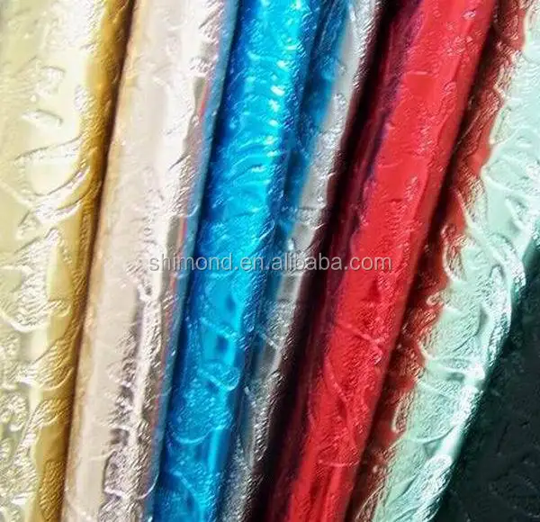 New Pattern Design Embossed Metallic Pu Synthetic Leather Fabric For