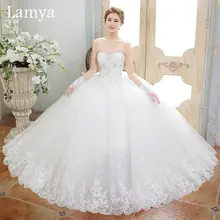 Bride Wedding Dresses 2016 long train bandage Elegant Sweet Princess Wrapped Chest Ball Gown vestido de noiva WD0417