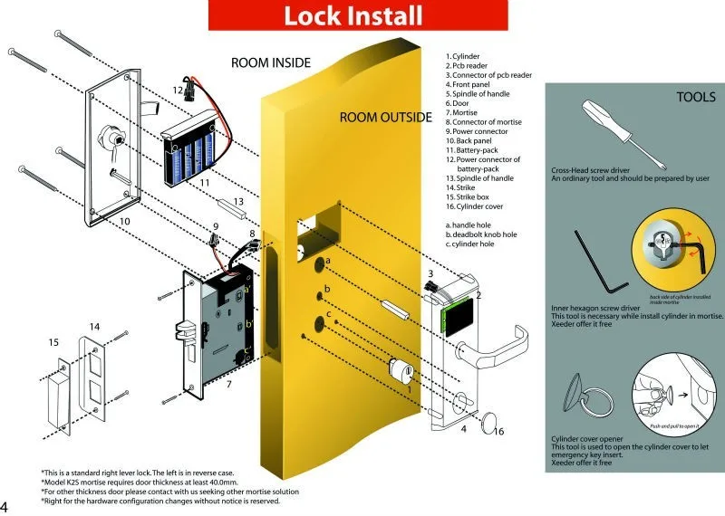 High Quality Rfid Hotel Door Handle Locks High Security Door Handle Locks