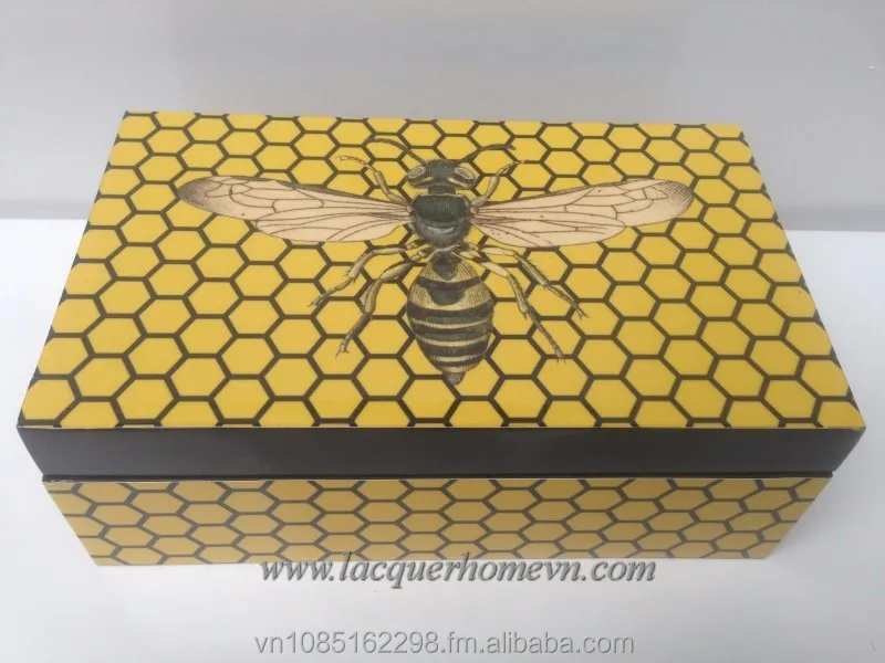 Vietnamese lMDF lacquer box organizer with paper printing, high quality, direct supply