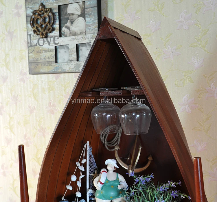 Boat Wine Rack,Ship Style Wine Display,Brown 42x24x140cm,Nautical