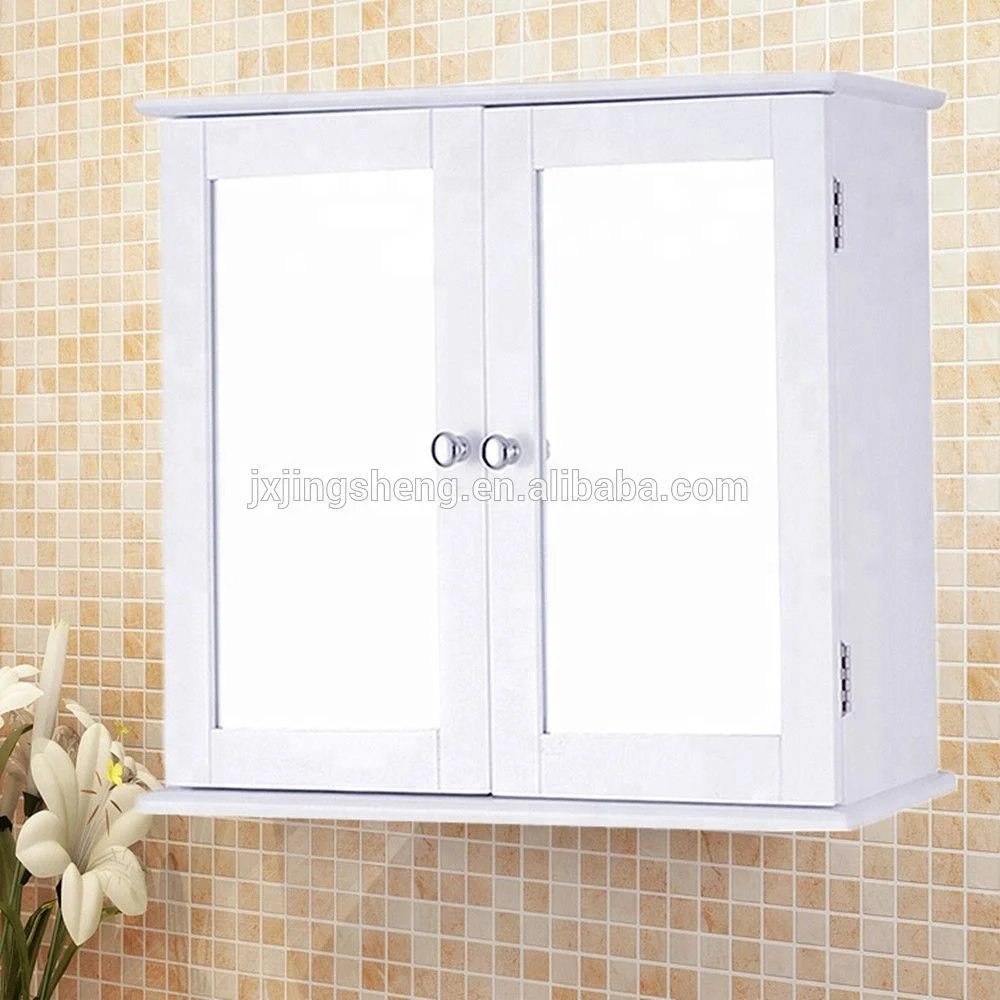 Большой деревянный двойной дверью зеркало Белый настенный для ванной комнаты