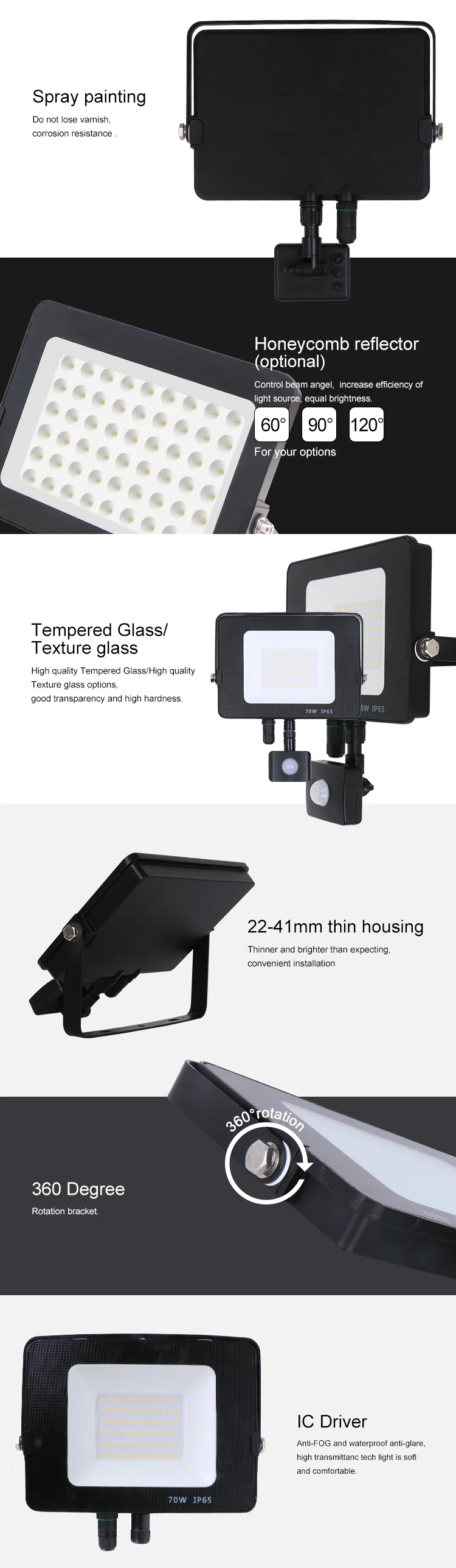 Super Slim 30W led flood light with PIR sensor