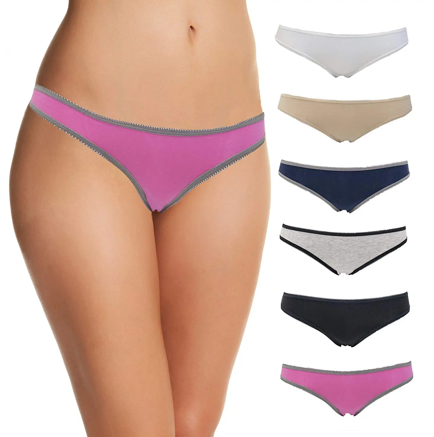 Jordache 5 Pairs Women Cotton String Bikinis Pack