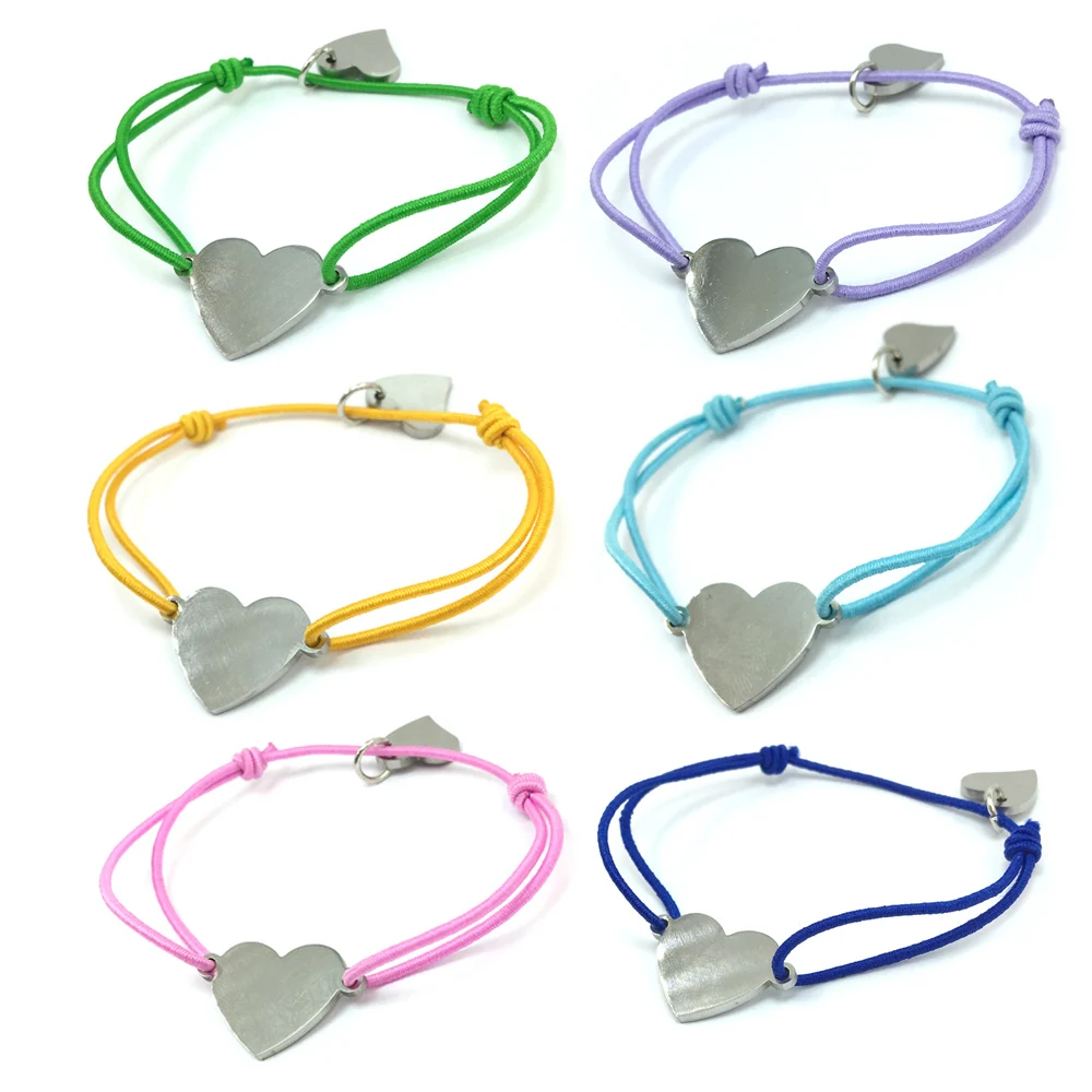 2018 New Heart Charm Stainless Steel Adjustable Cord Bracelet