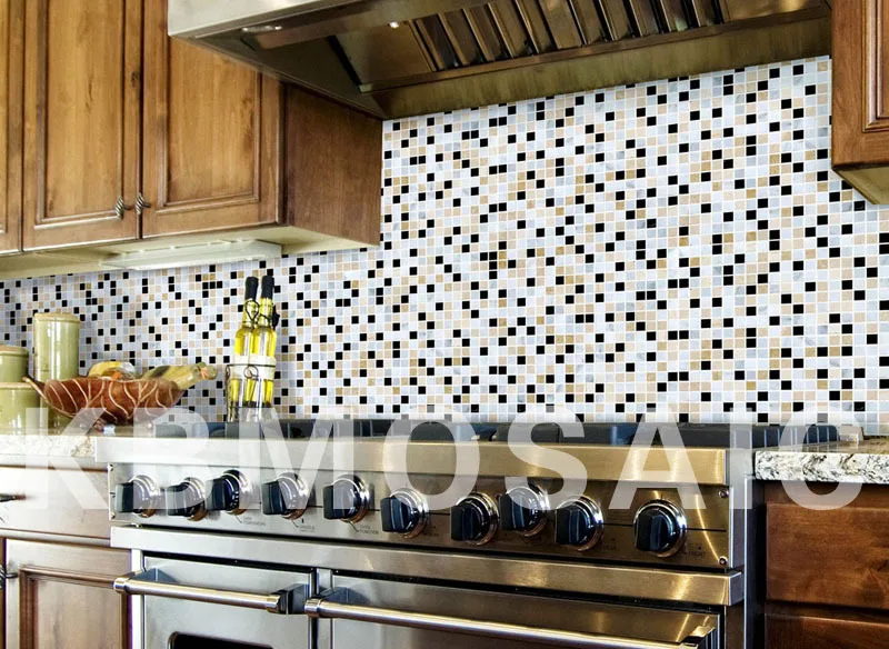 Blue Yellow Mixed Square Marble Mosaic Tile swimming pool tile size