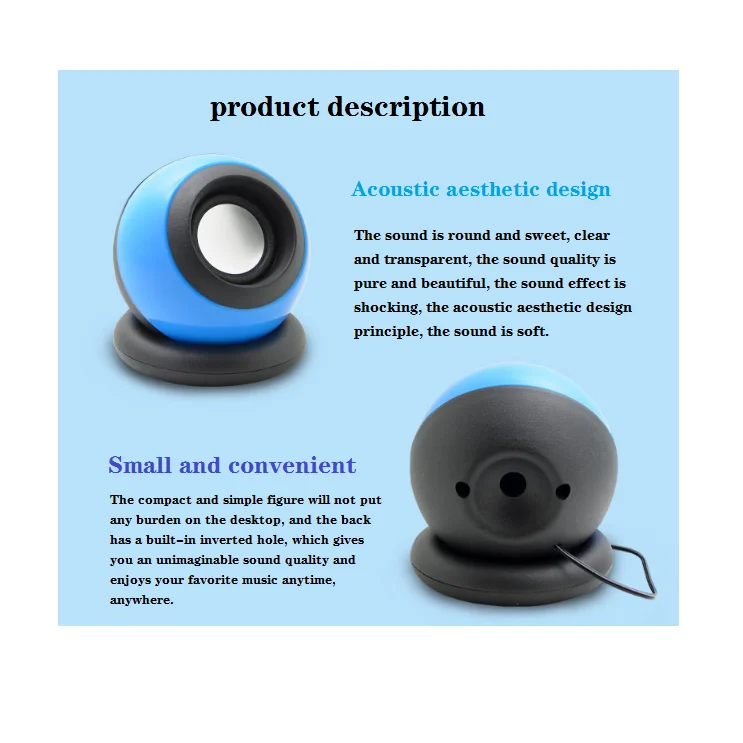 Portable Magic Ball Wired 2-way Small USB Speaker Small Mini Speaker 3.5mm Audio Interface 3W for Music Player - ANKUX.COM