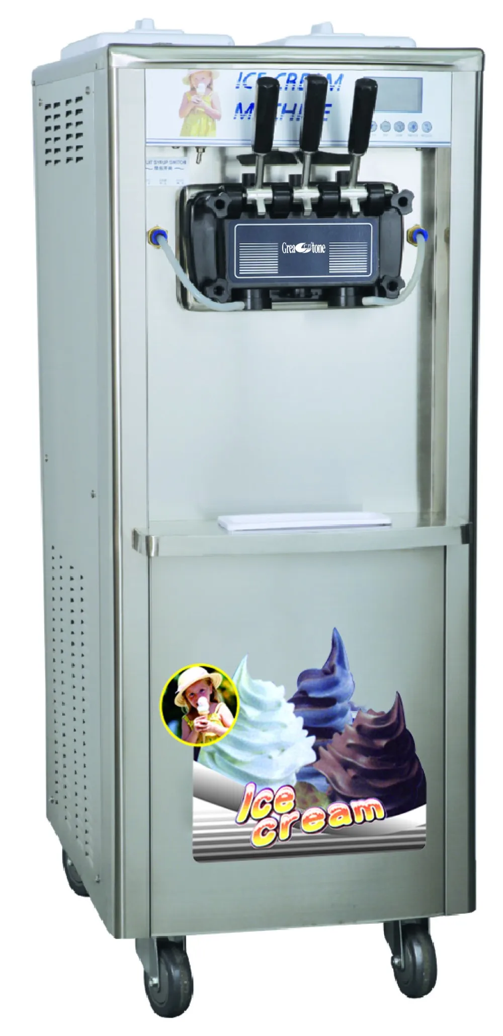 Vertical 5 Handle Soft Ice Cream Machine Five Flavors Commercial Softy