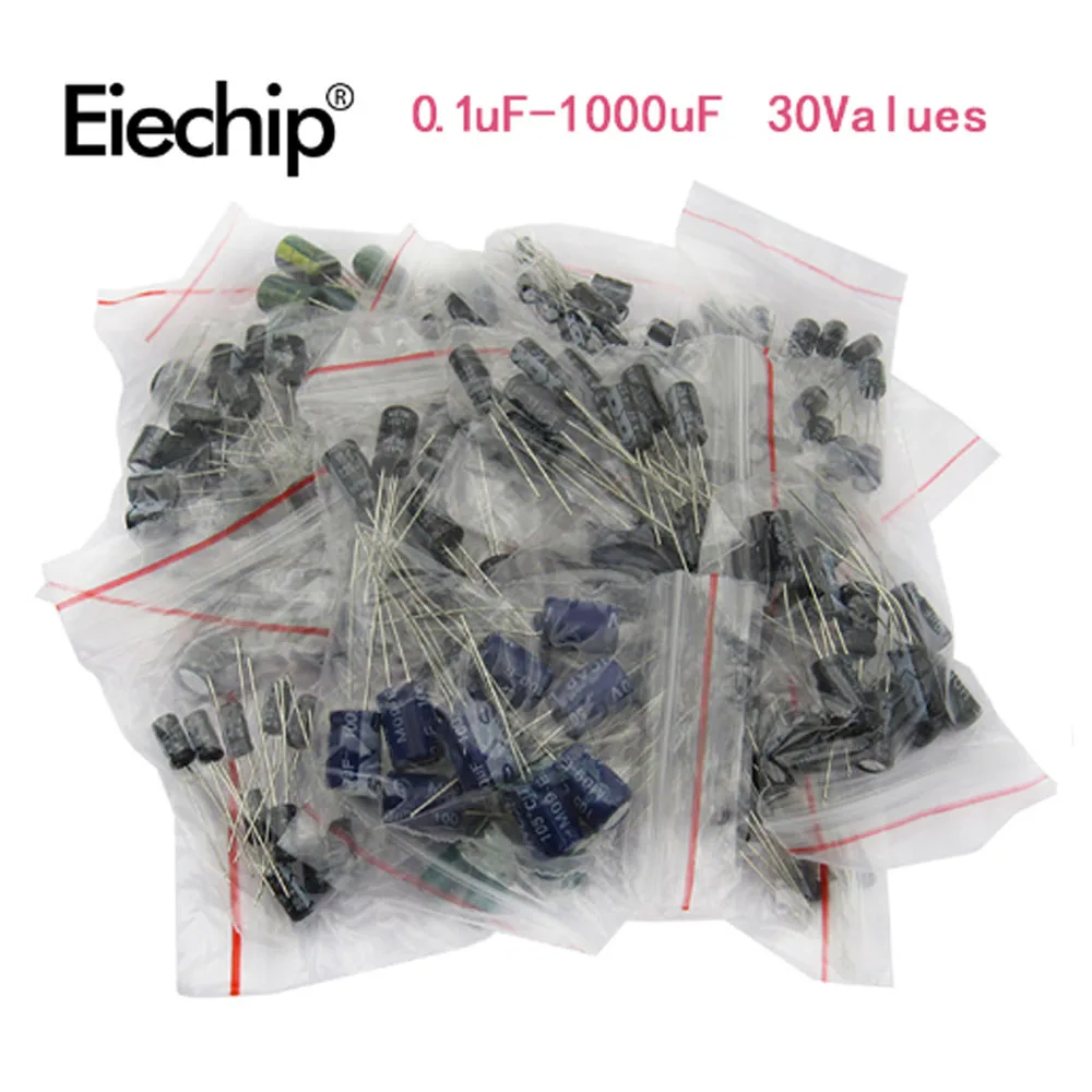 900pcs 30 Values Kit 0.1uf1000uf Electrolytic Capacitors Assorted Set