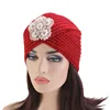 Chunky Winter Crochet Hat Cap Solid Acrylic Flower Jewellery Knit Beanie Turban