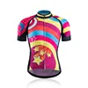 Wholesale cheap colorful rainbow short sleeve cycling jersey custom blank cycling wear fit sportswear bib short