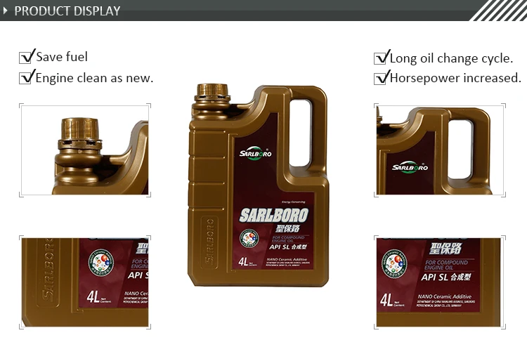 Sarlboro Glowing High performance Gasoline 20w50 5w30 synthetic motor oil gasoline engine oil