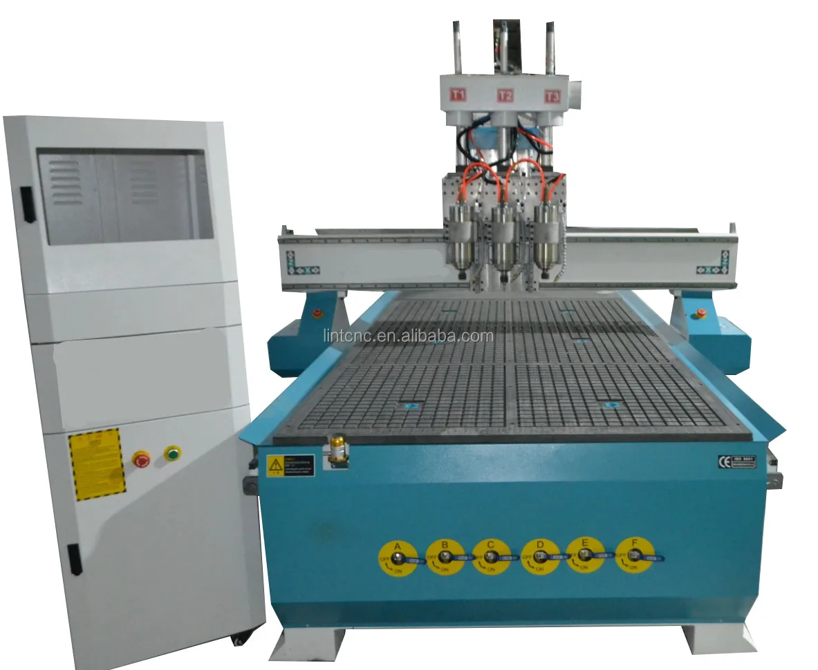 1325 Pneumatic Four heads CNC Router for Cabinet wood door panel furniture