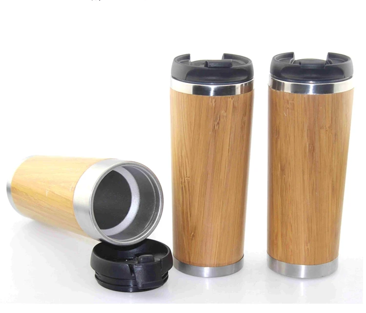 Promotion Custom Design Stainless Steel Bamboo Wood Thermos Coffee Mug ...