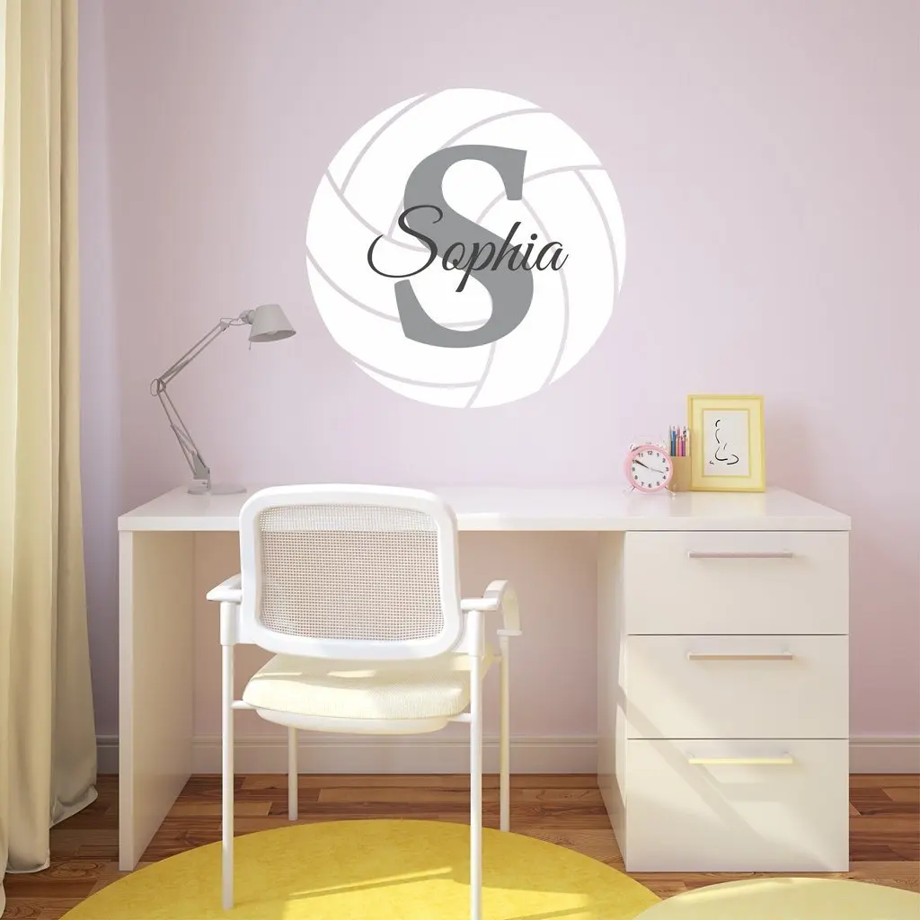 Nursery Wall Decals Volleyball Name and Initial Personalized Name Wall Decal 36" by 36", Boys or Girls Nursery Sports Decals, Volleyball Wall Decals, Sports Wall Stickers, PLUS FREE HELLO DOOR DECAL