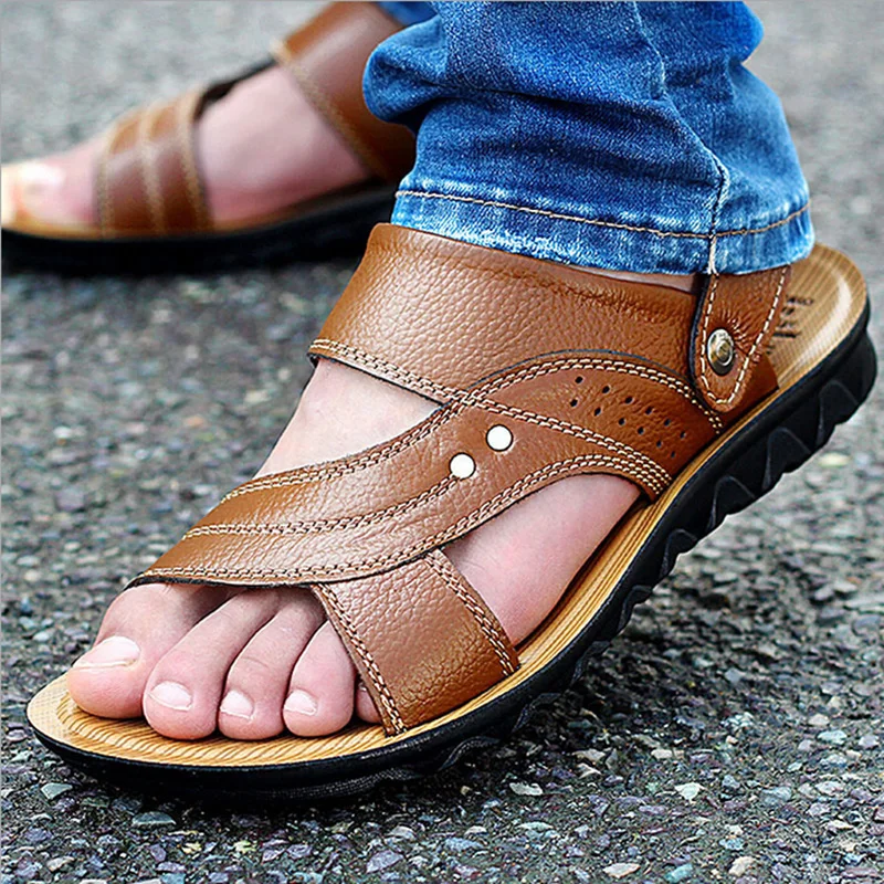 Product from China: New arrival 2016 summer male sandals men genuine
leather shoes open toe sandals slippers fashion casual cowhide beach
shoes