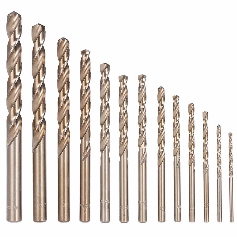 RealEthanol Metric M35 Cobalt Steel Extremely Heat Resistant Twist Drill Bits with Straight Shank Set of 13pcs to Cut Through Hard Metals Such as Stainless Steel and Cast Iron 