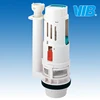 Hand operated flow control valve and push button toilet flush for wall flush mount urinal