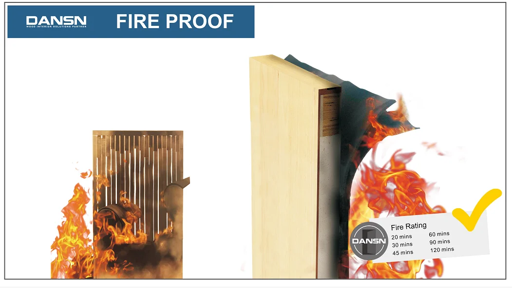 2019 Modern Flush Serises Hotel UL Certificate 90 minute Fire Rated Wood Door Fire Proof Door design