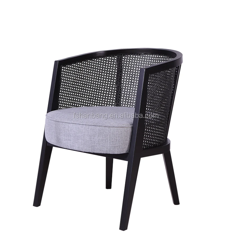 Nordic Style Cafe French Natural Rattan Wood Cane Dining Chair