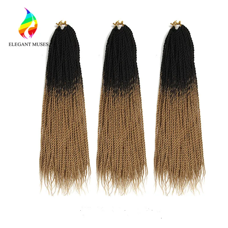 Light Color Long 24 Inch Ombre Synthetic Crochet Hair Extension