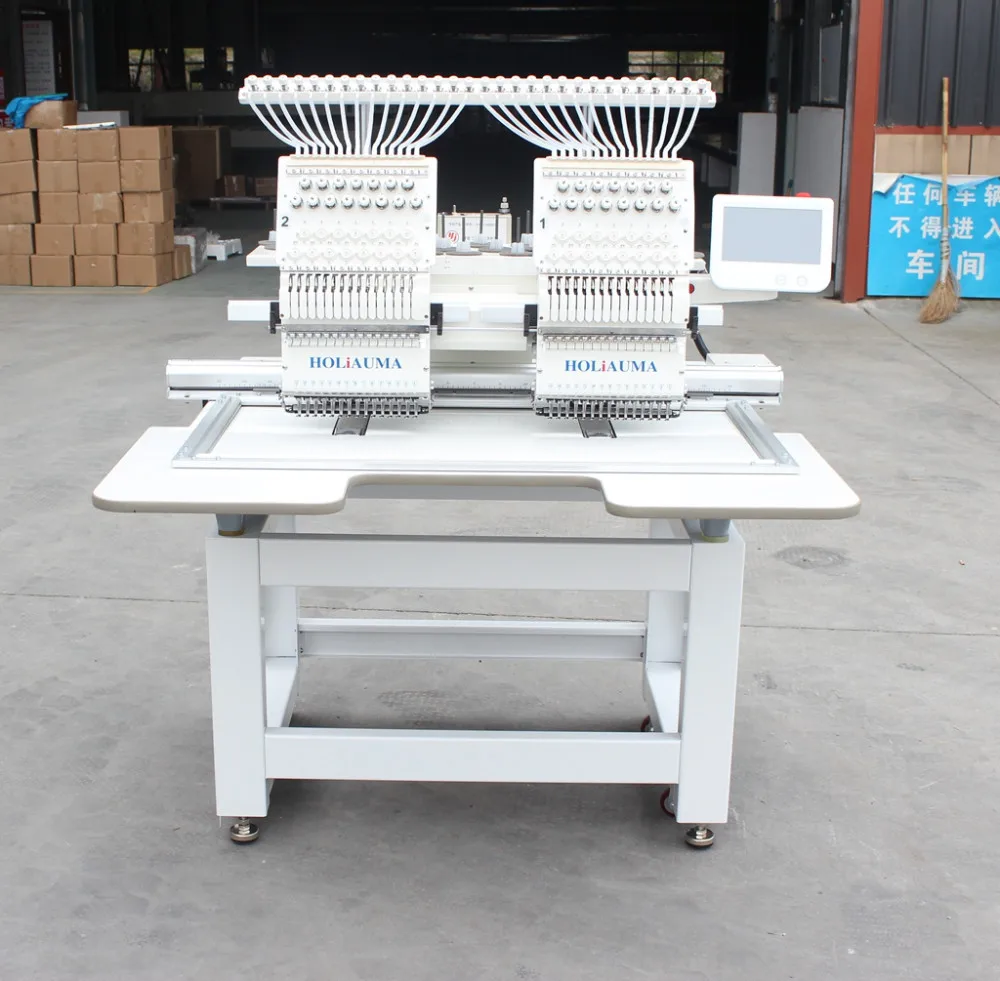 Two Head 15 Color Computer Controlled Embroidery Machines / Cap Tshirt