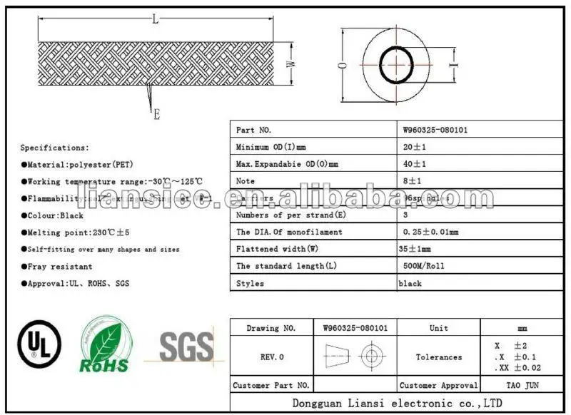PP cotton braided expandable sleeving for silicone tube