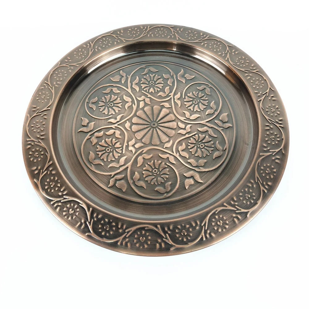 Arabic Style Cheap Metal Charger Plate Stainless Steel Copper Charger