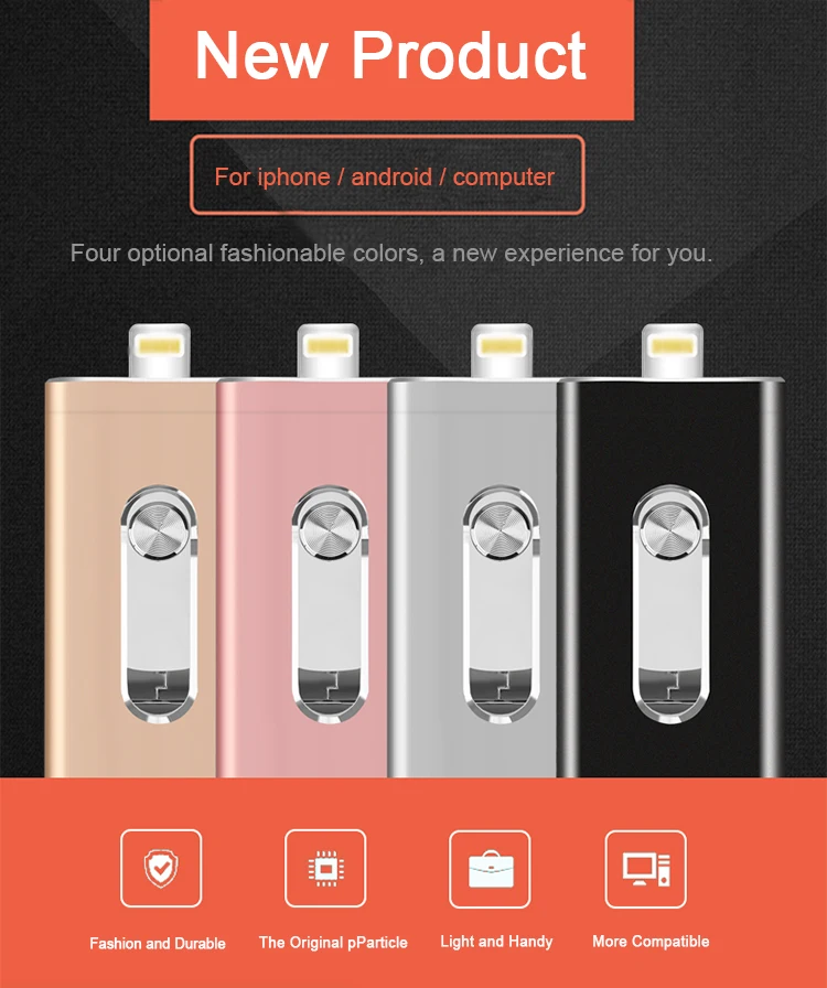 USB 闪存驱动器为 iPhone 128 GB USB/Lightning/微型 USB 3 合 1 照片棒 LOMYGUS OTG 记忆棒