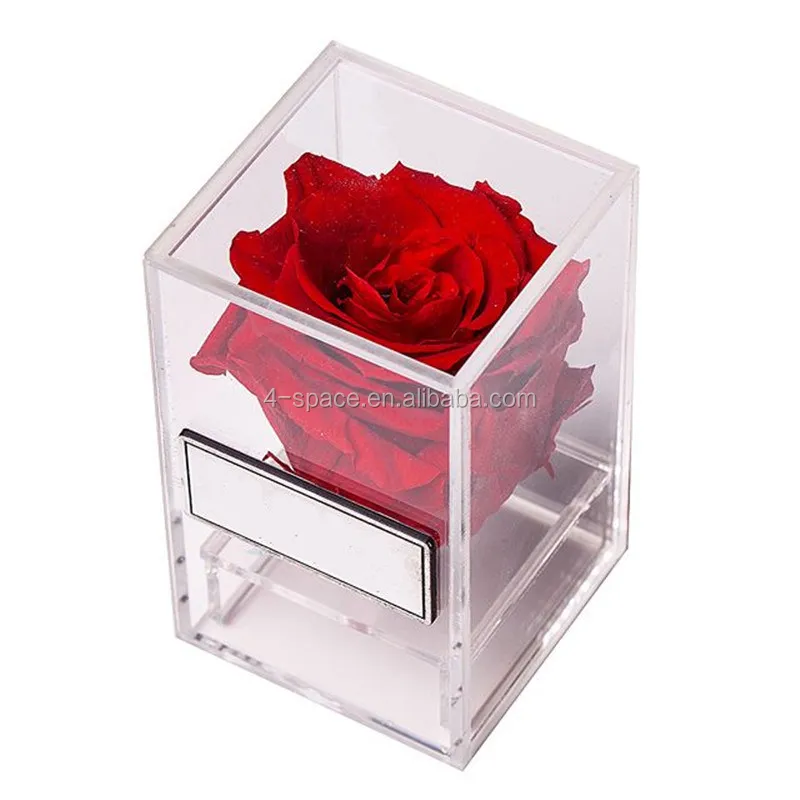 Fresh Roses Acrylic Square Box Clear Square Fixed 9 Hloders Rose Box