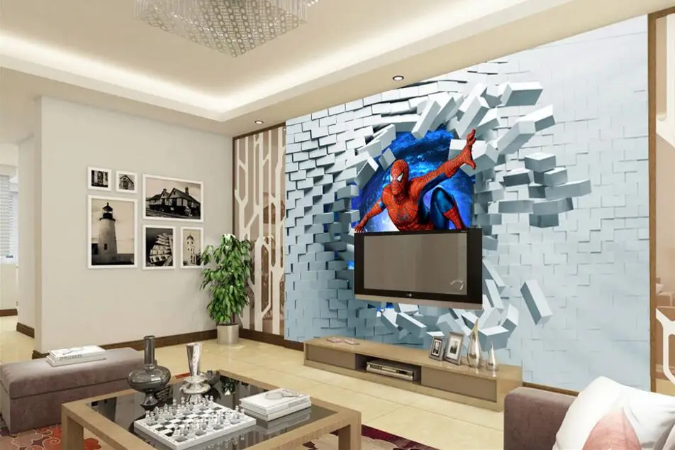 Casa sala ristorante adatto spider man maschera 3d parete carta da ...