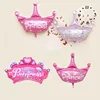 [partigos]mini size pink Blue princess crown foil balloons birthday/baby shower party decoration or Kids Toys