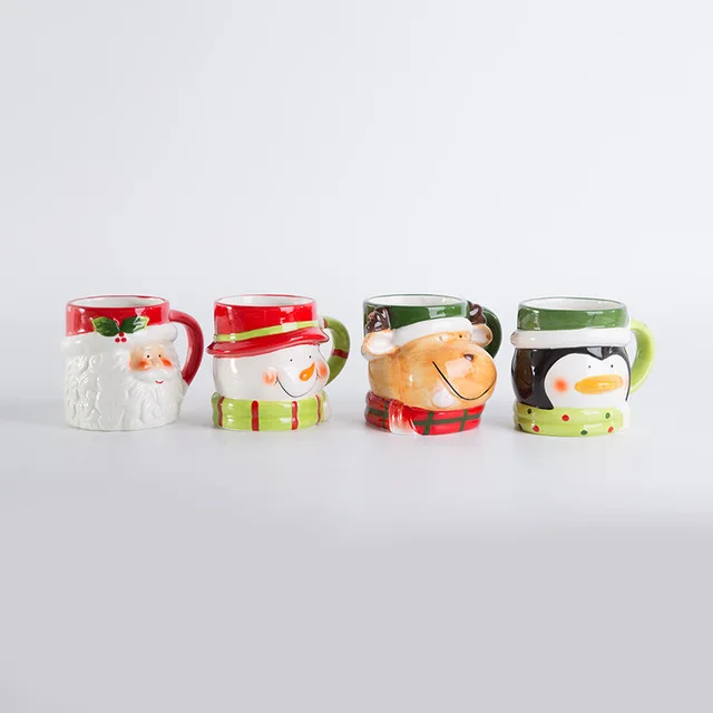 Reno + Santa SOIMISS Navidad 3D Santa Taza de Cer/ámica Reno de Navidad Taza de Caf/é Taza de Leche Tazas de Pareja