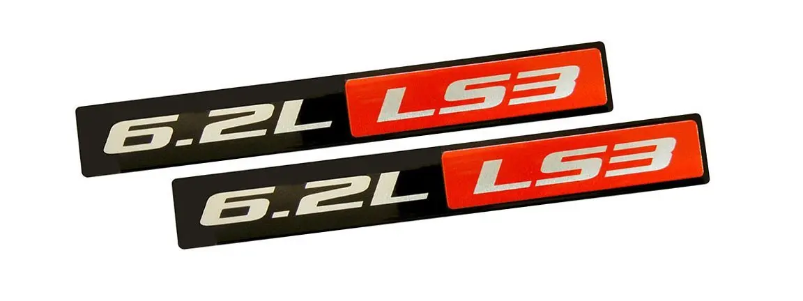 2pcs LS1 Embossed Black on Highly Polished Silver Real Aluminum Auto Emblem Badge Nameplate Compatible for Chevy Corvette Camaro Pontiac HSV Opel LS1 black