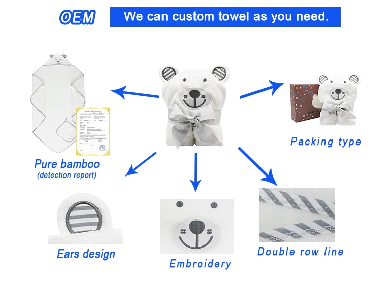 Animal Baby Amazon Hot Sale China Supplier 100% Bamboo Gold Wholesale Solid Color Hooded Towel