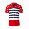 Fashion Mens striped t shirt printing USA flag TShirts 100 Polyester Gradual Color Mens Polo Shirt red white blue