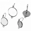 No Fade! Pure Stainless steel French hook earring with 8-25mm Circular shape bezel stone Setting Blank base