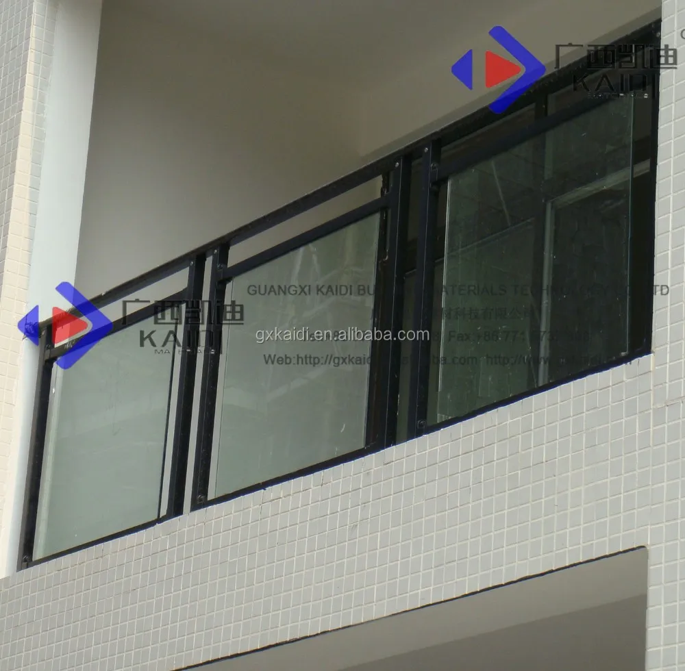 Gepoedercoat gegalvaniseerd staal balkon balustrade glas ...