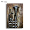 wholesale framed oil painting 3d trumpet wall artists famous metal home decoration art