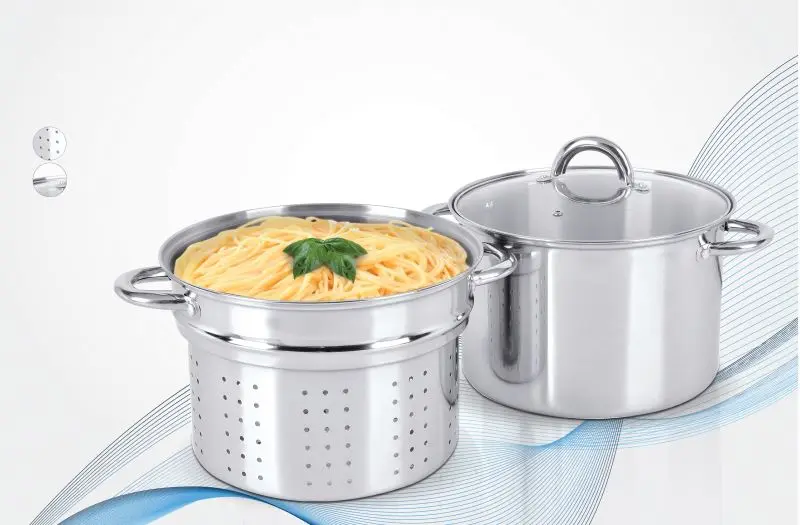 Italian Style 3pcs Stainless Steel Cookware Sets Pasta Cooking Pots