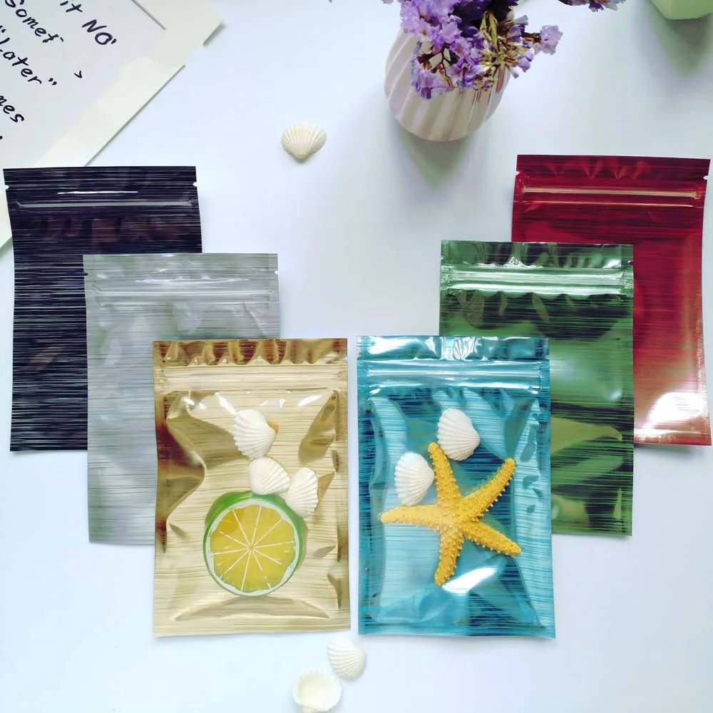 Colorful Zip Lock Aluminum Foil Flat Bottom Metallic Mylar Ziplock