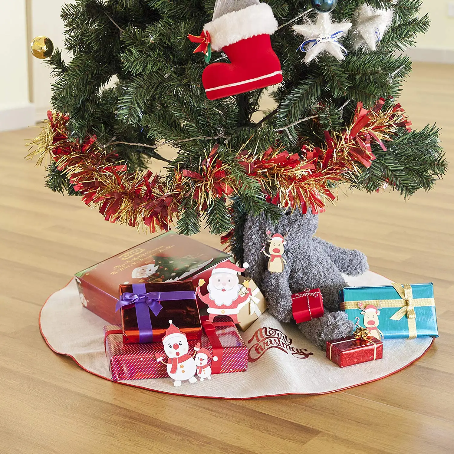 get quotations hffls christmas tree skirt 36 inch burlap tree skirt christmas red edge and logo printed with - Burlap Outdoor Christmas Decorations get quotations hffls christmas tree skirt 36 inch burlap tree skirt christmas red edge and logo printed with - Burlap Outdoor Christmas Decorations
