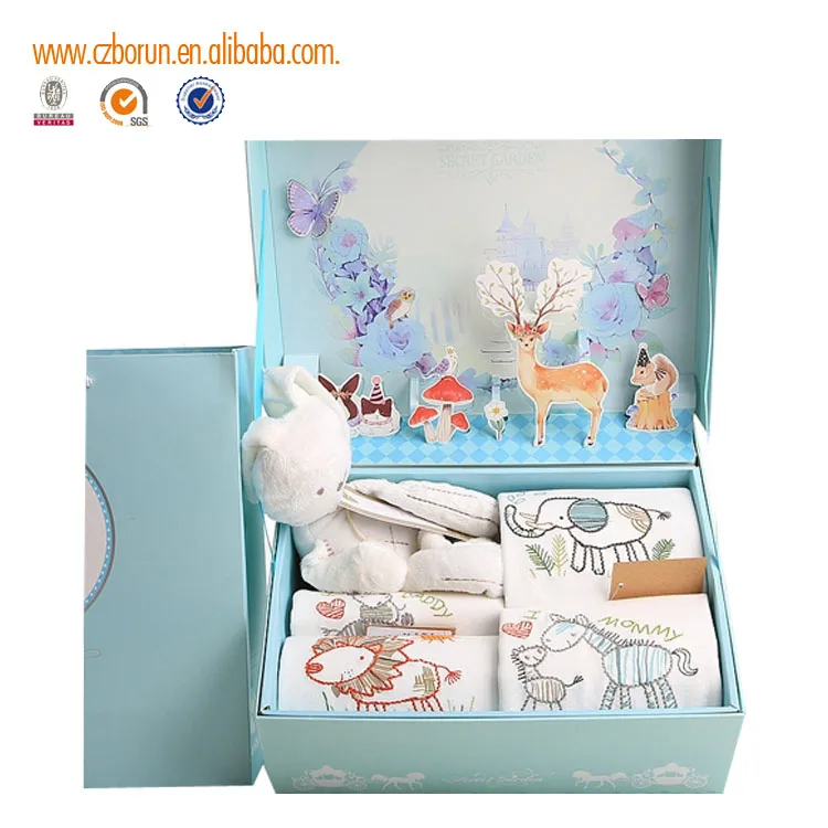 Recycle Paper Lovely Printing Baby Clothes Packaging Box Custom Logo