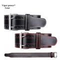 vigor power gear High qulity Genuine leather Adjustable Widen fitness Weight lifting Leather Belt Waist Support
