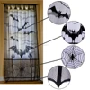 Halloween Black Lace Spider Web Window Door Panel Spooky Bats Wholesale Curtain for Party Home Decoration 40 by 84 Inch