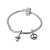 925 silver handmade bead charm bracelet string cheap stretch peace sign bracelet for women