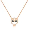 Marlary Cute Animal Charm Necklace Stainless Steel Rose Gold Plated Owl Diamond Setting Pendant