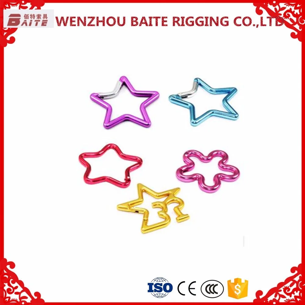 Fashion Style Colorful Aluminum Snap Hook Small Multi-function Star Shape Lightweight Carabiner Clip