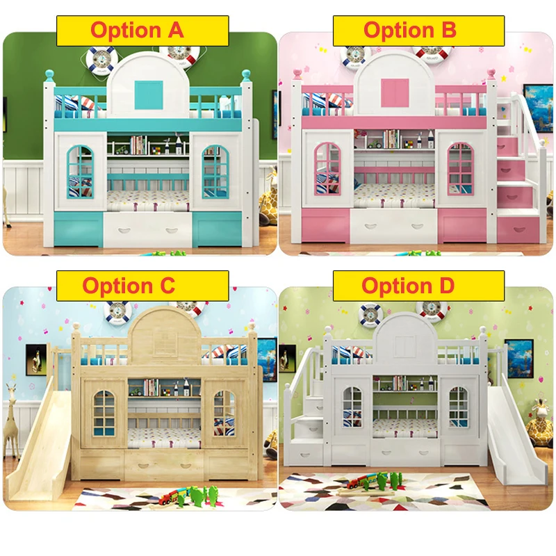 Fashion design castle style twin bunk bed kids