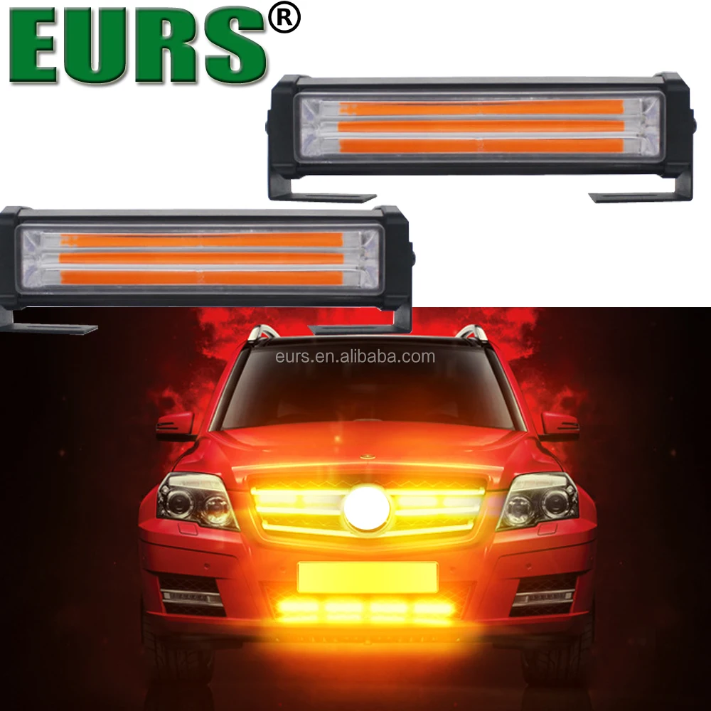 EURS popular universial Flash model 1-2 grid light 2A white red bule yellow cob 18w refit led car warning lights